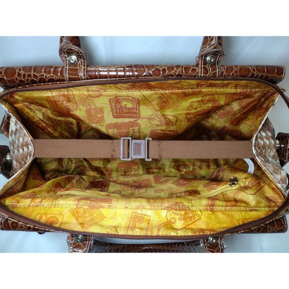 Samantha Brown Croco-Embossed Dowel Travel Bag Tote Work Weekender CARAMEL BEIGE - Picture 6 of 16